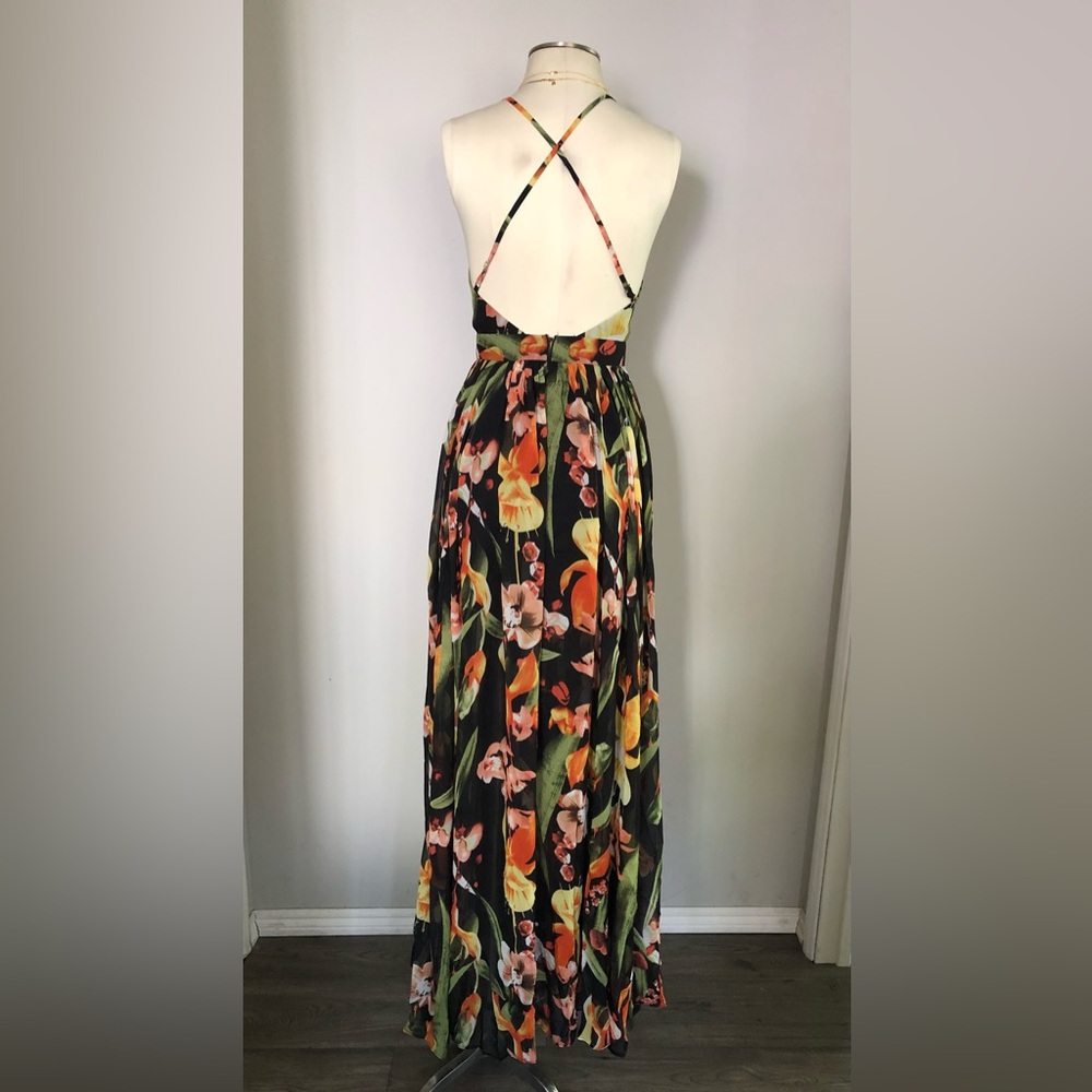 NWT - LUXXEL | Orange Pink Floral Maxi Dress Resort Wear S - Picture 4 of 7